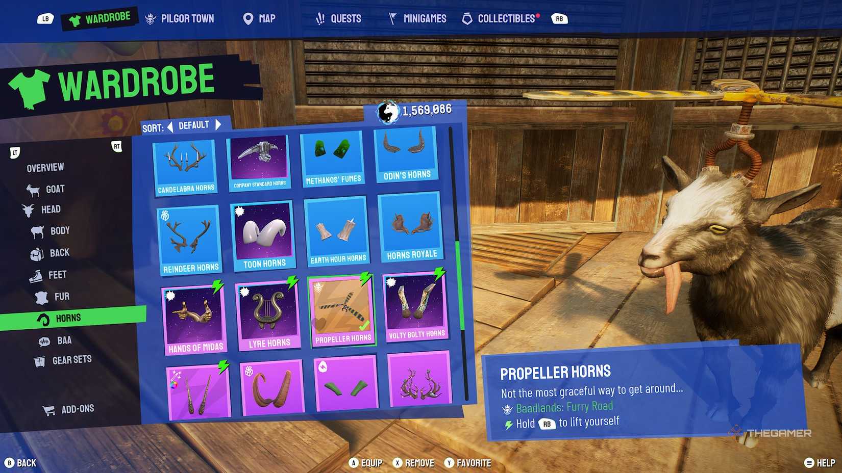 Propeller horns in Goat Simulator 3.