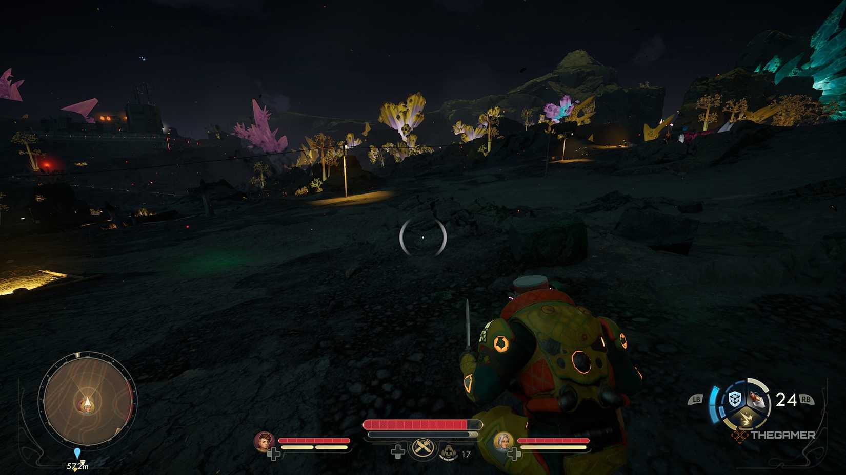 Protagonist crouching in The Outer Worlds 2.