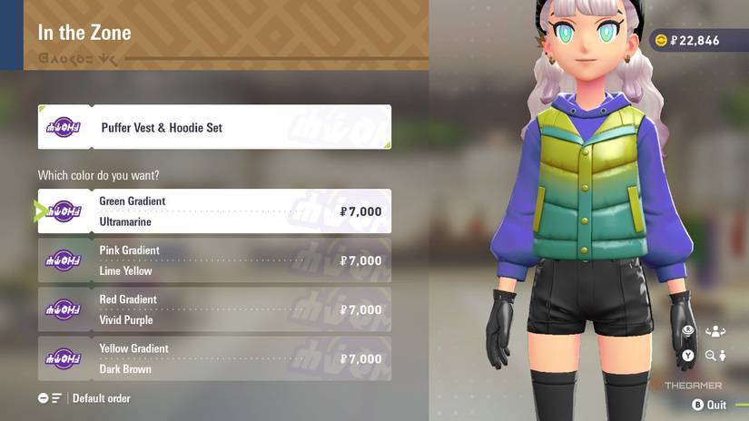 Puffer Vest and Hoodie Set at In The Zone in Pokemon Legends: Z-A.
