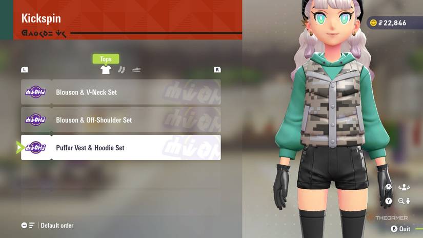 Puffer vest and hoodie set at Kickspin in Pokemon Legends: Z-A.