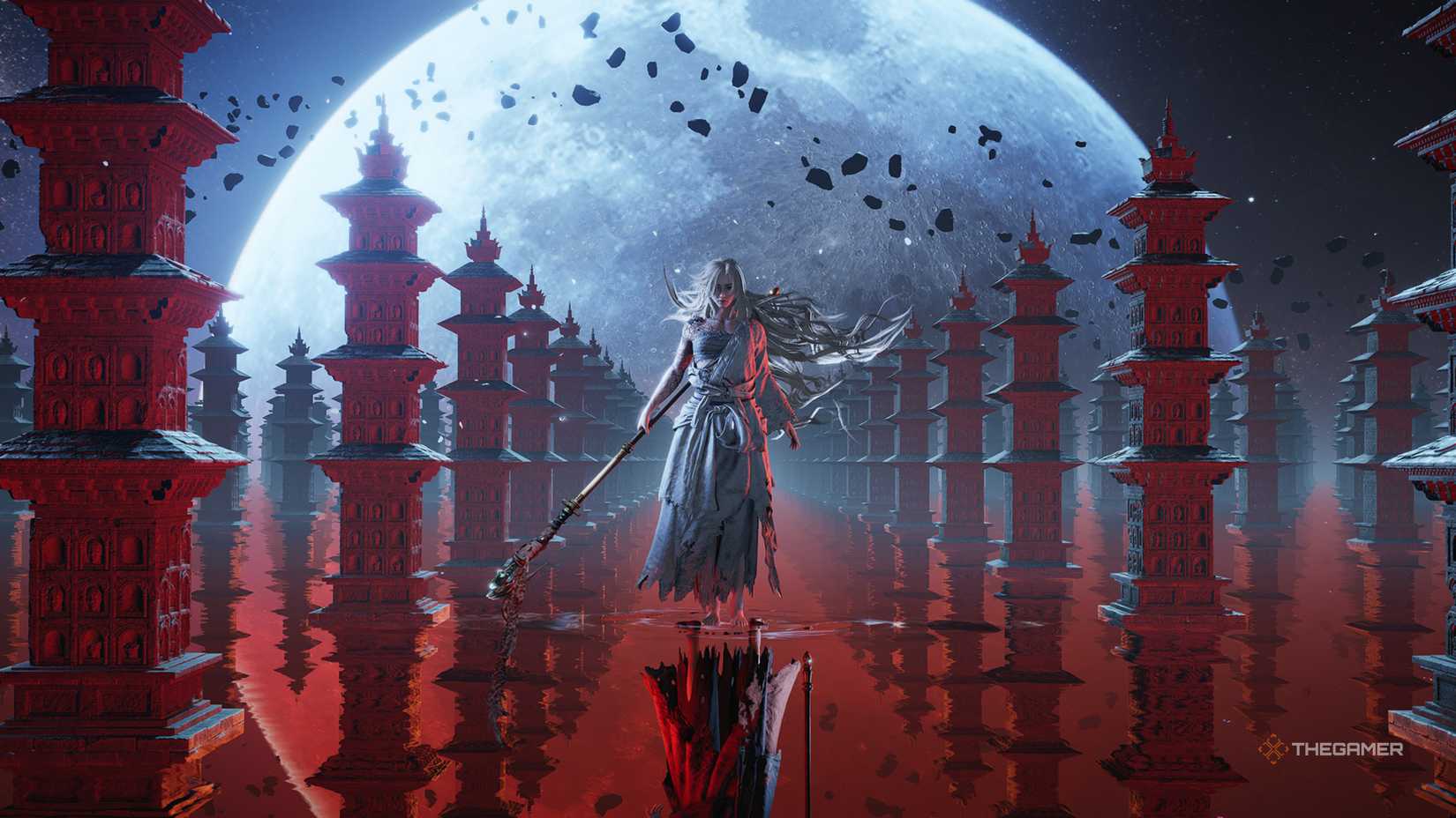 Witch Qianye in her white form in Where Winds Meet.