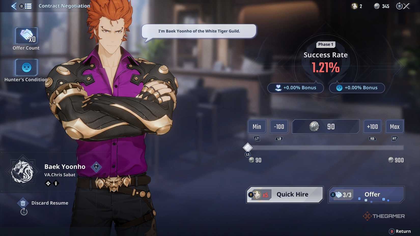 Recruiting Baek Yoonho in Solo Leveling Arise Overdrive.