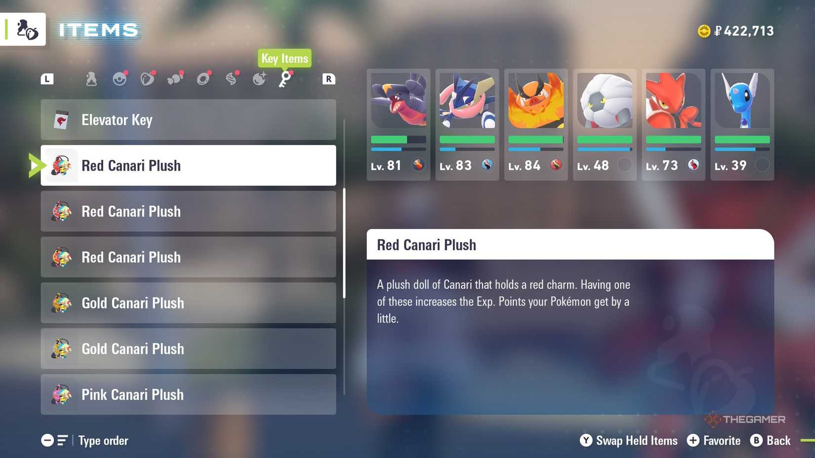 Three red cans put in the bag in the pokemon legondy: za.