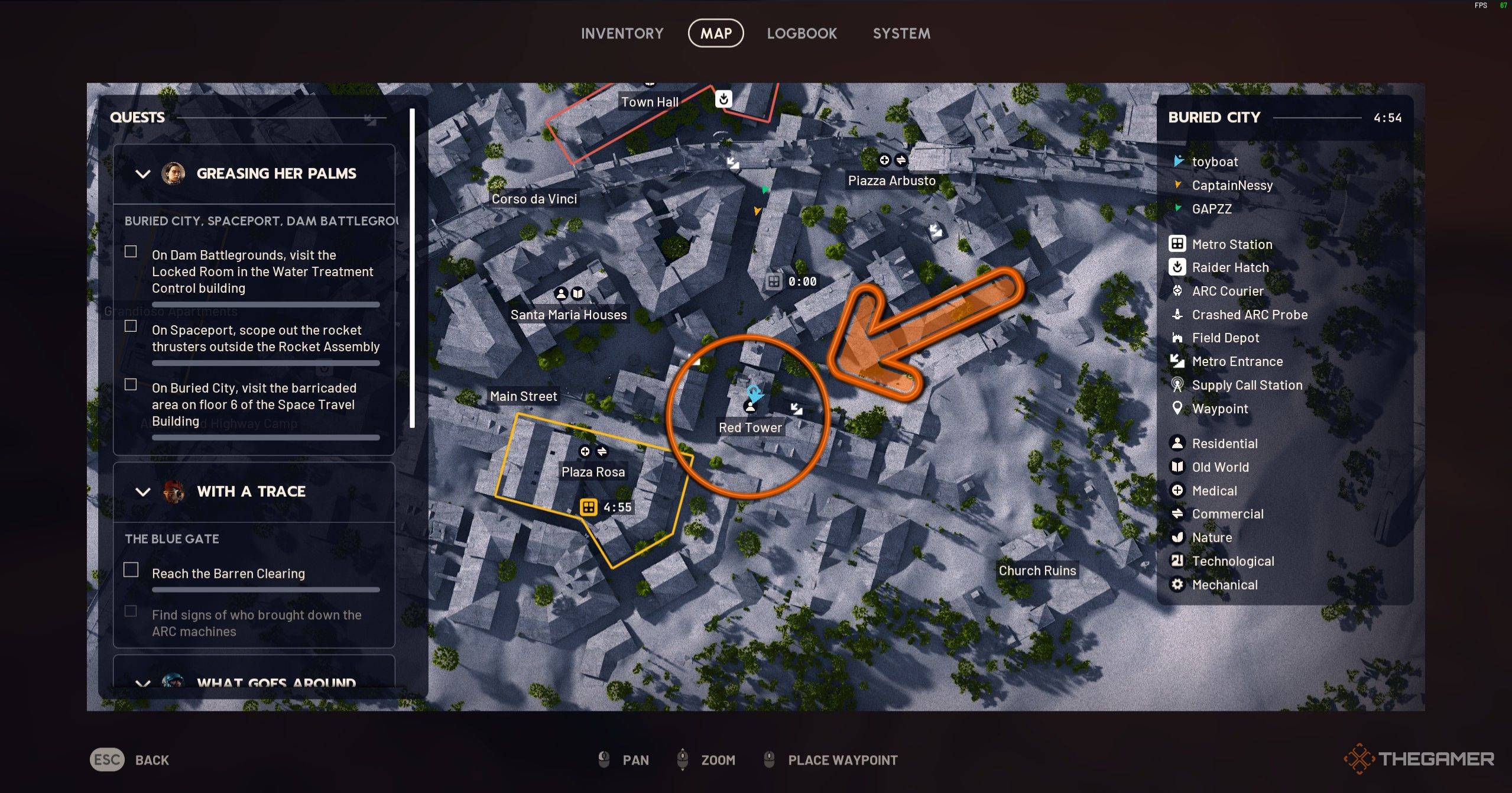 Red Tower at the Arc Raiders Buried City map.