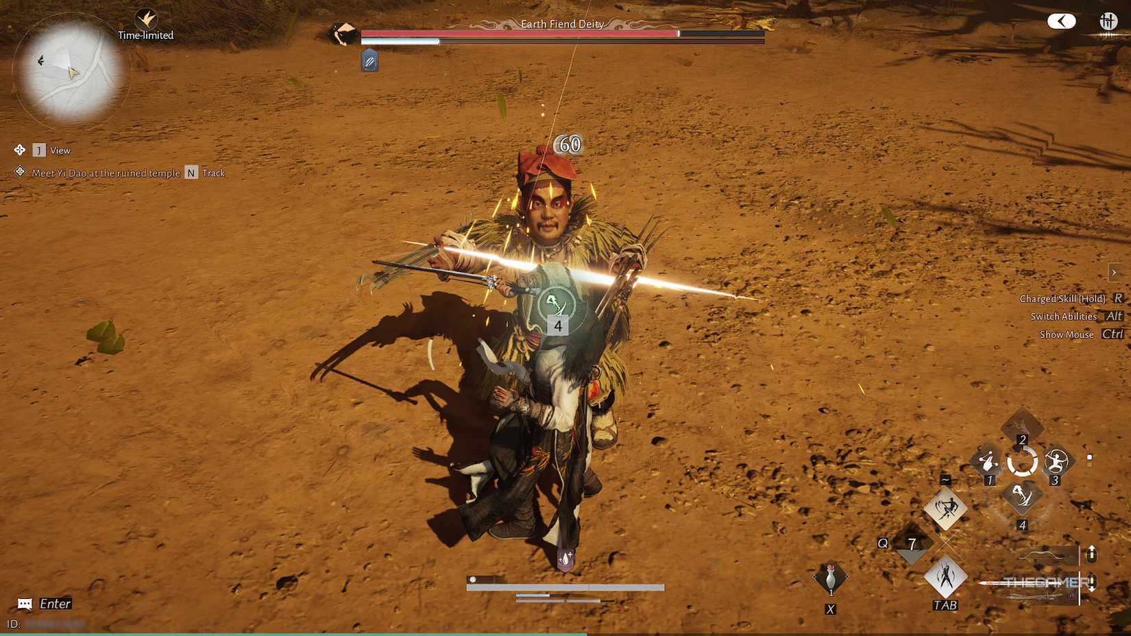 خدای شیطان زمین که با حمله گردباد شنی در Where Winds Meet به بازیکن می‌کشد.