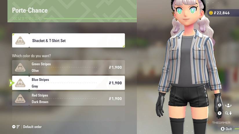 Shacket and shirt at Porte-chance in Pokemon Legends Z-A.