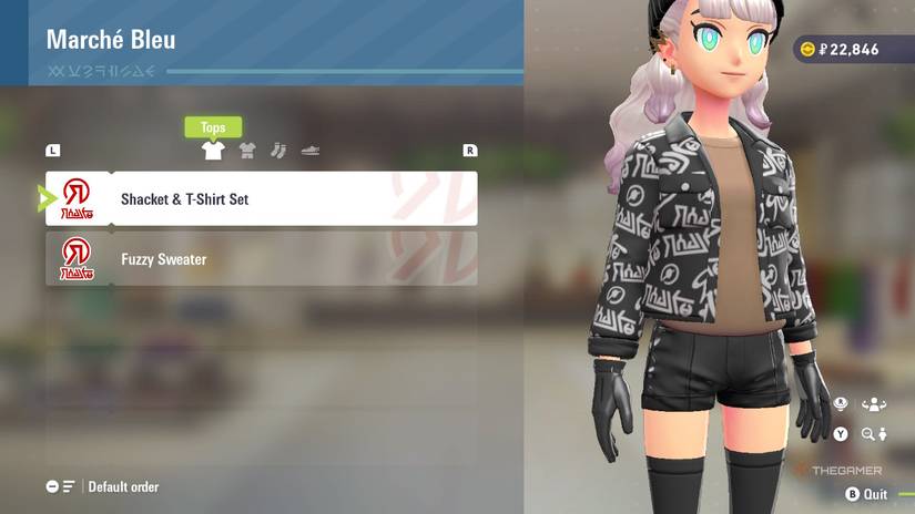 Shacket and t-shirt set at Marche Bleu in Pokemon Legends: Z-A.