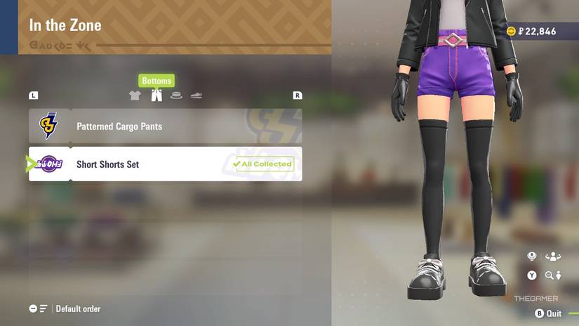 Short Shorts Set at In The Zone in Pokemon Legends: Z-A.