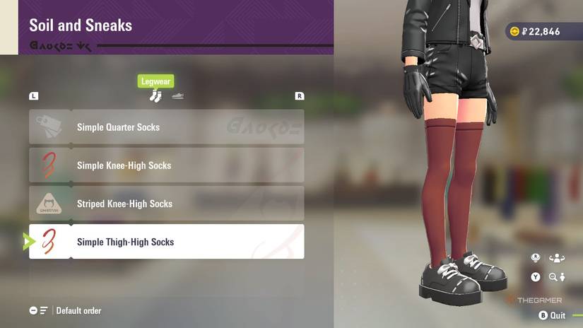 Simple Thigh-High Socks at Soil and Sneaks in Pokemon Legends: Z-A.