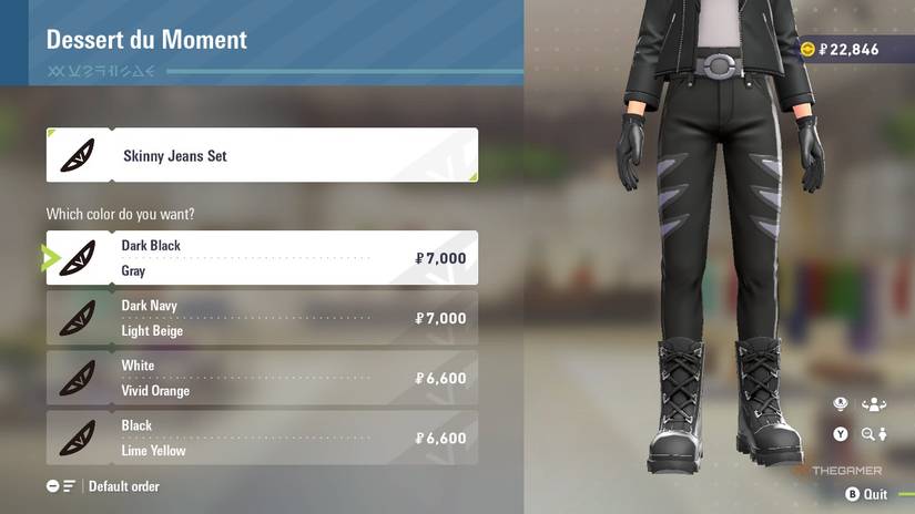 Skinny Jeans Set at Dessert du Moment in Pokemon Legends: Z-A.