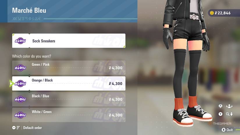 Sock sneakers at Marche Bleu in Pokemon Legends: Z-A.