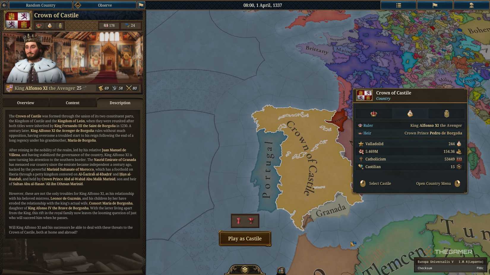Starting as Castile in Europa Universalis 5.