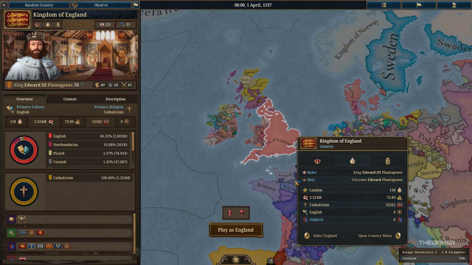 Starting as England in Europa Universalis 5.