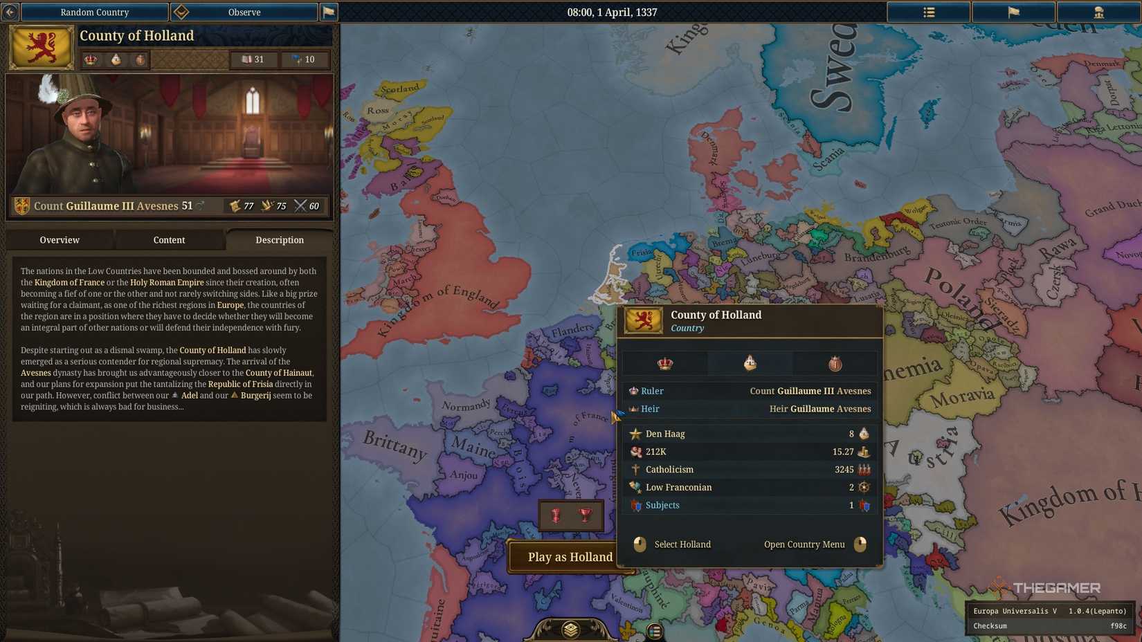 Starting as Holland in Europa Universalis 5.