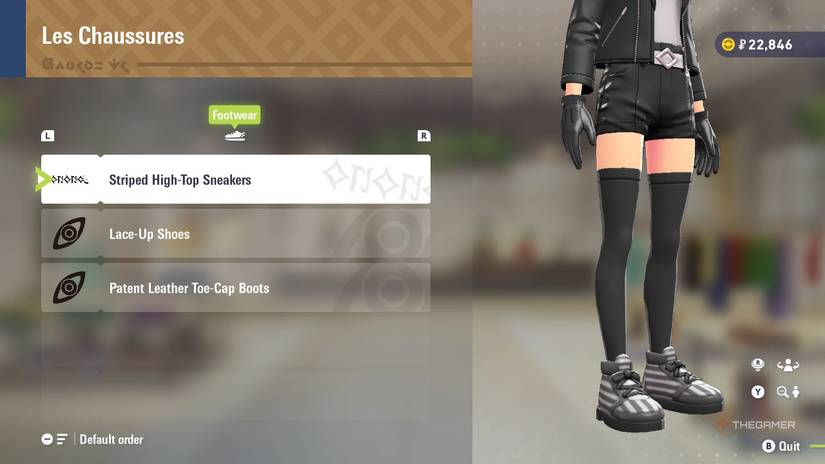 Striped High-Top Sneakers at Les Chaussures in Pokemon Legends Z-A.
