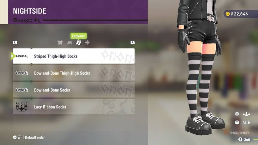 Striped Thigh High Socks at NIGHTSIDE in Pokemon Legends: Z-A.