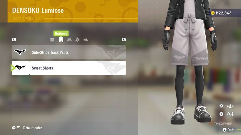 Sweat shorts  at DENSOKU Lumiose in Pokemon Legends: Z-A.