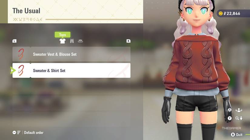 Sweater Shirt Set at The Usual in Pokemon Legends Z-A.