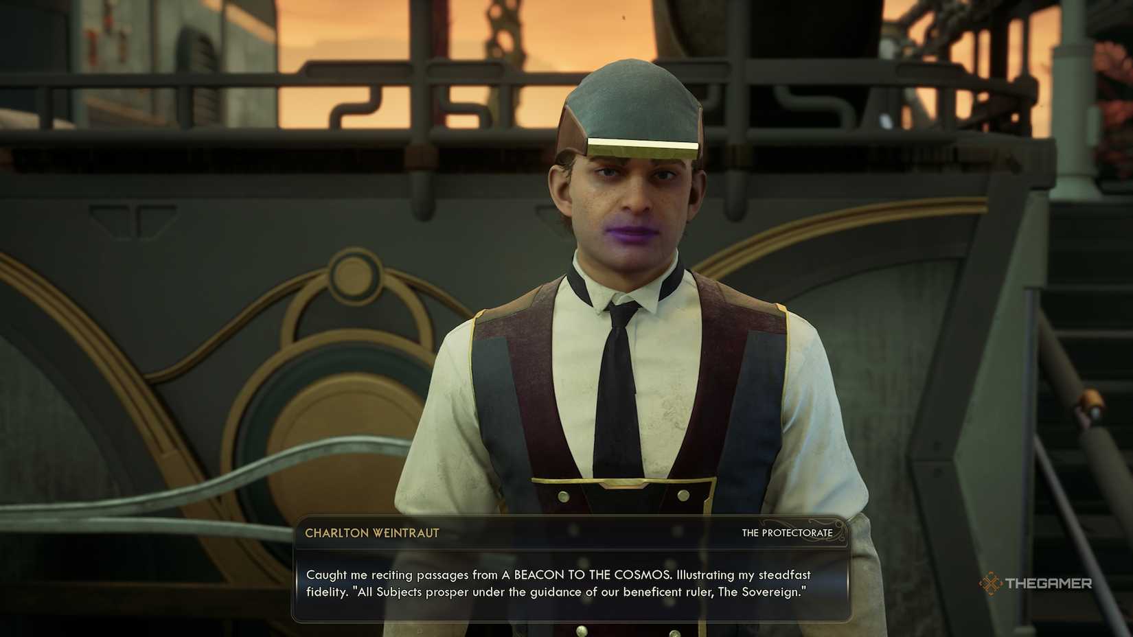 Talking to Charlton in The Outer Worlds 2.