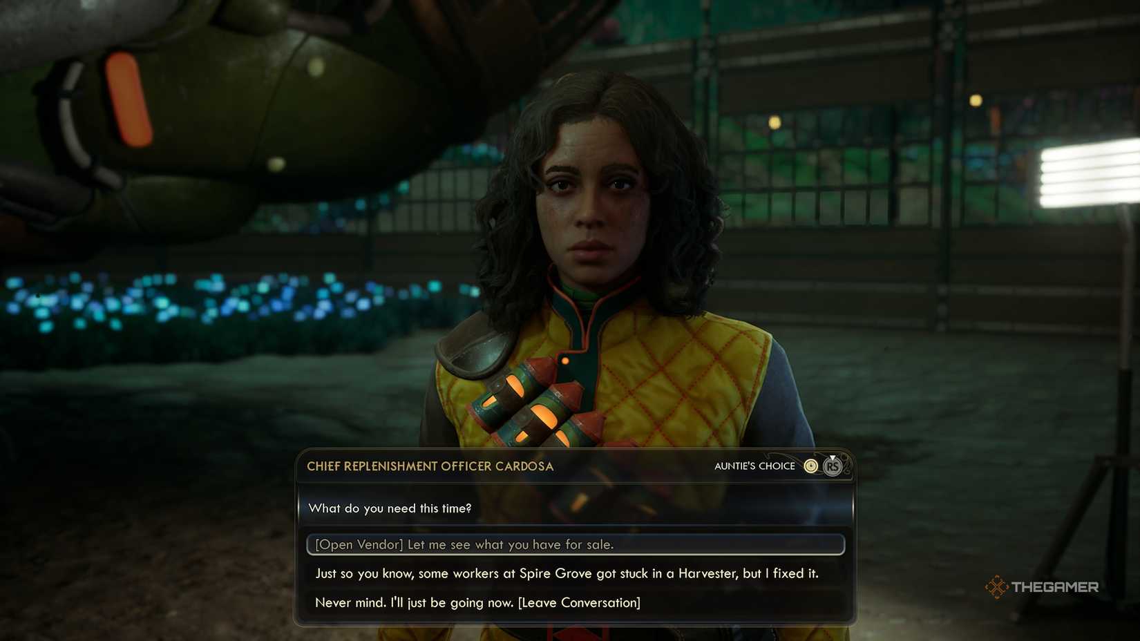 Interview with Chief Supply Officer Cardosa in The Outer Worlds 2.