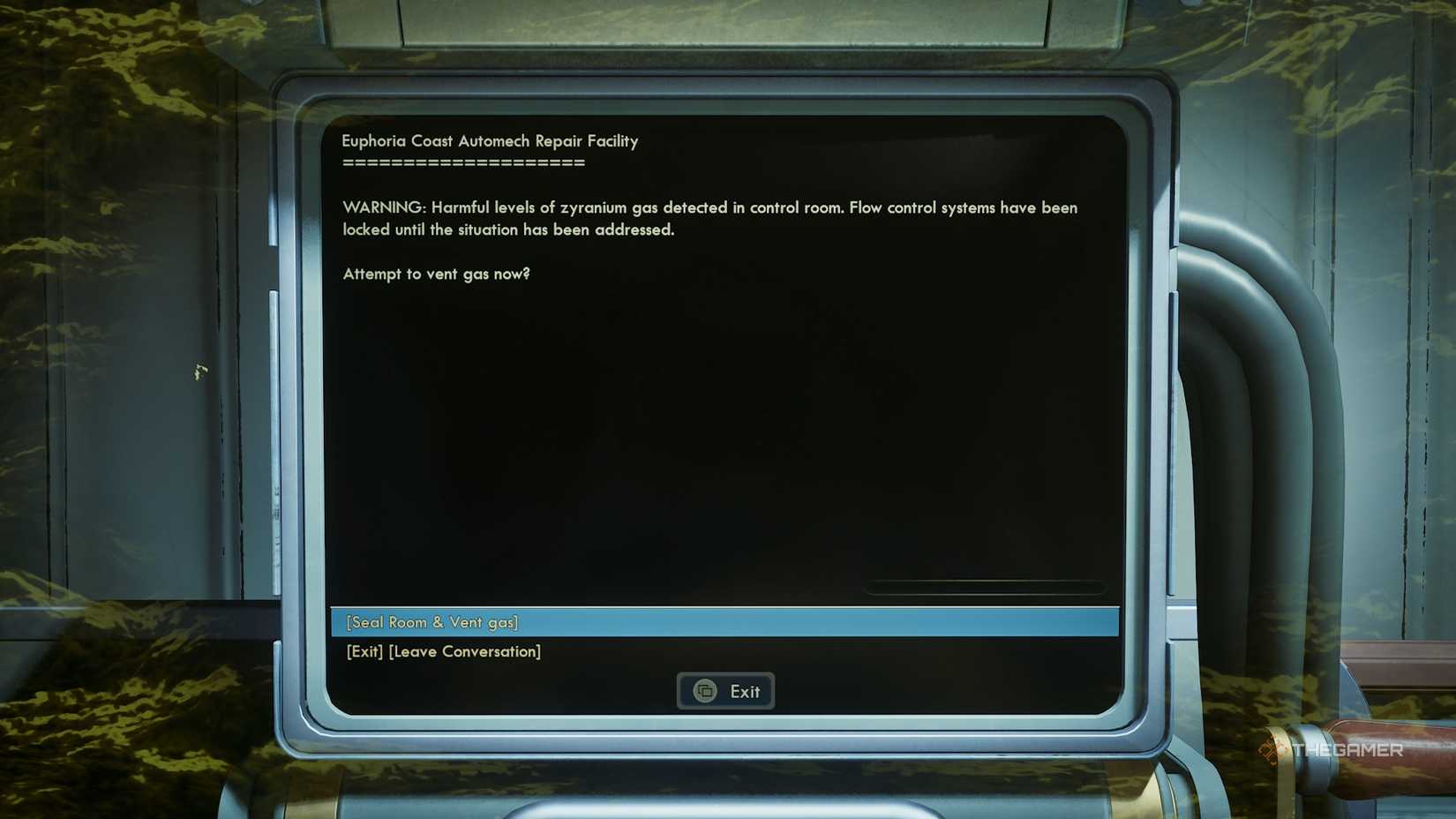 A terminal with the ability to seal a room and vent gas in The Outer Worlds 2.