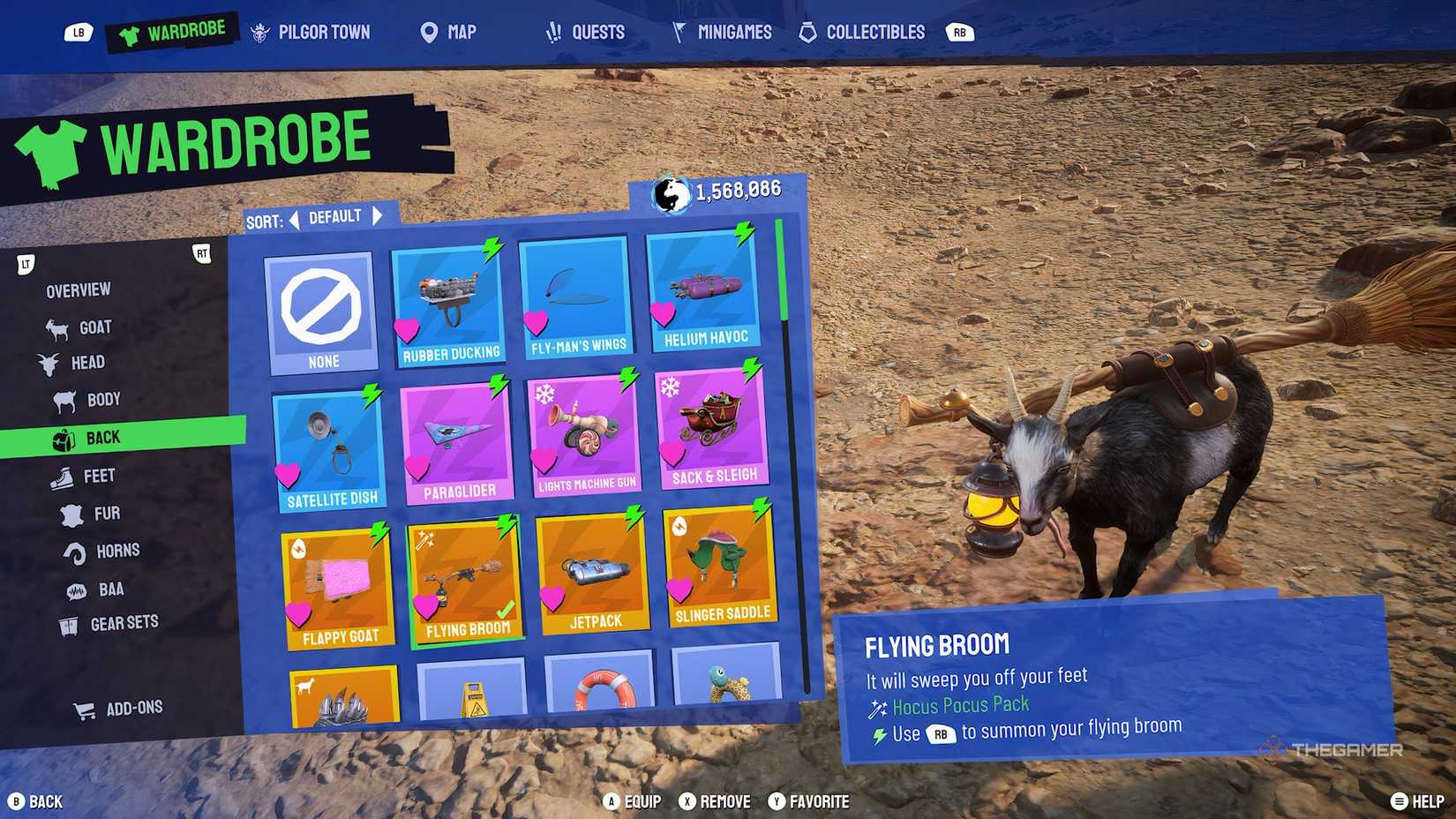 Flying broom in Goat Simulator 3.