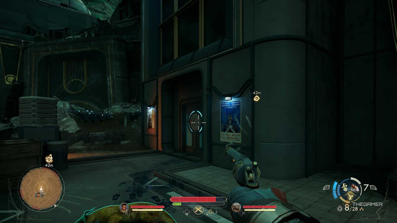 The front door of the Ministry of Precision in The Outer Worlds 2.