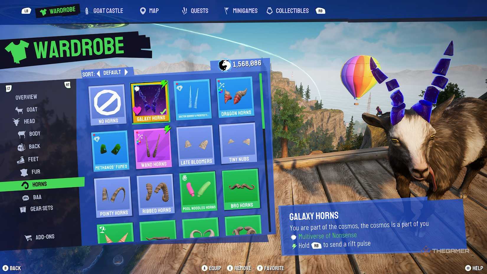 The Galaxy Horns in Goat Simulator 3.