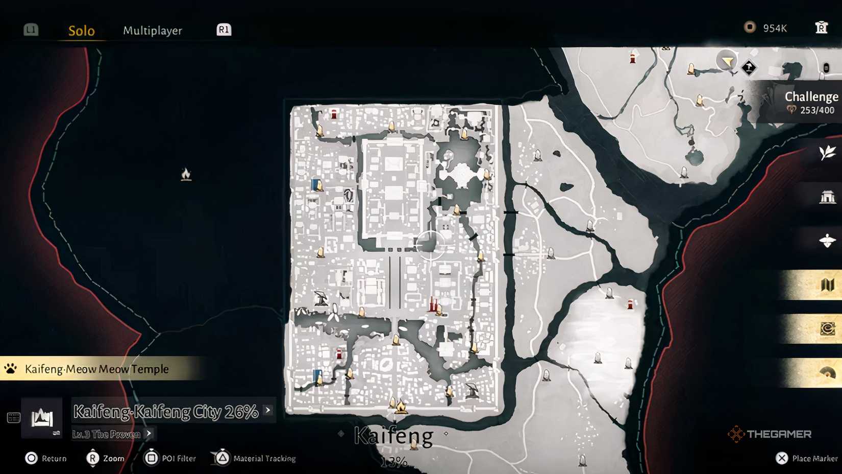 The Kaifeng area on the map in Where Winds Meet.