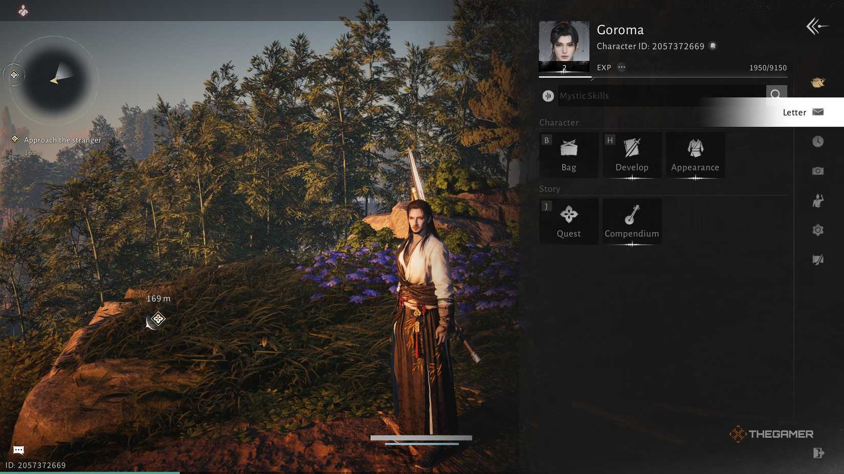 The letter option in the Where Winds Meet menu.