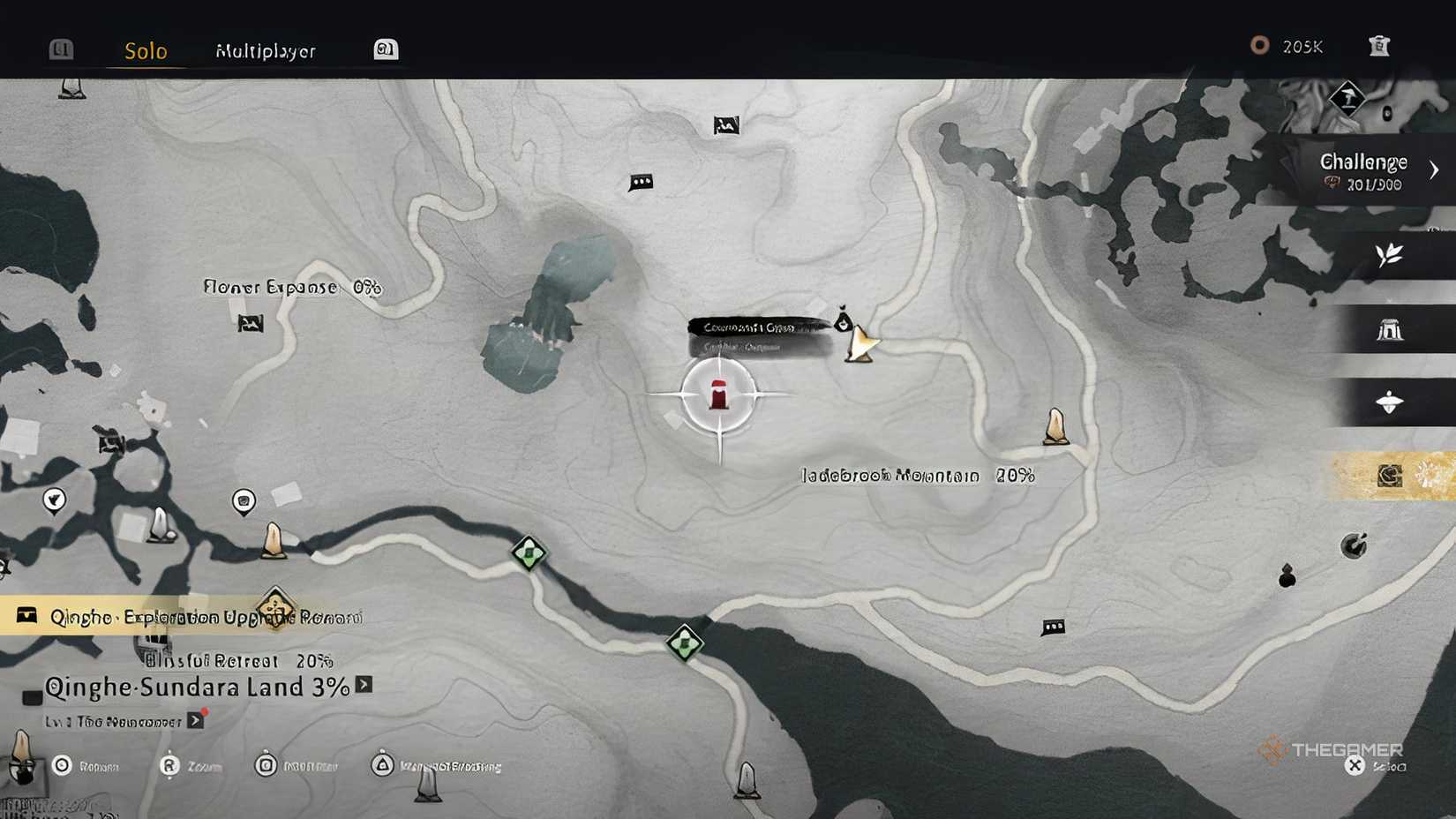 Map location of Gourmand's Grove base in Where Winds Meet, which has the Dragon Key.