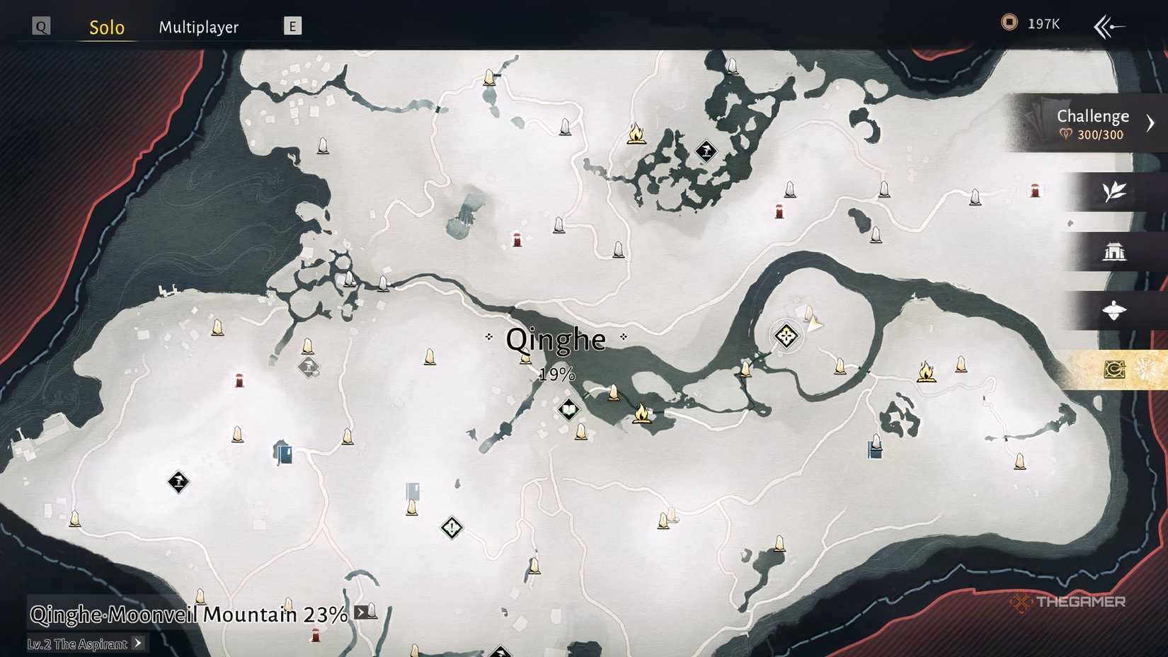 The Qinghe area on the map in Where Winds Meet.