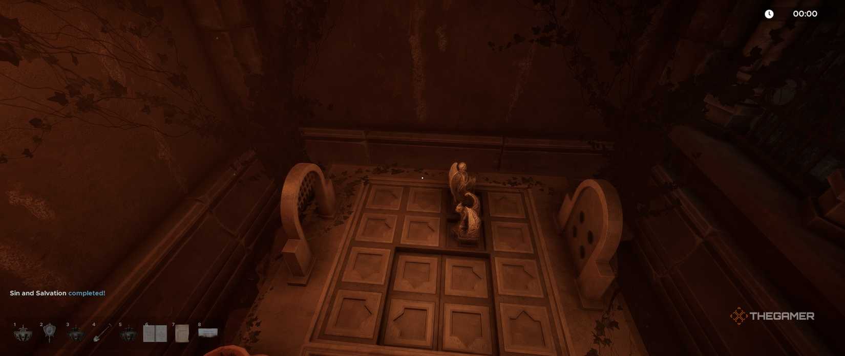 The figurine puzzle in Dracula's Courtyard in Escape Simulator 2.