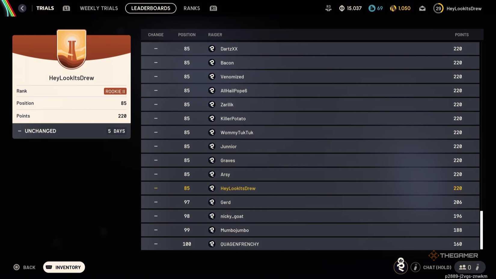 Trial leaderboards in Arc Raiders.