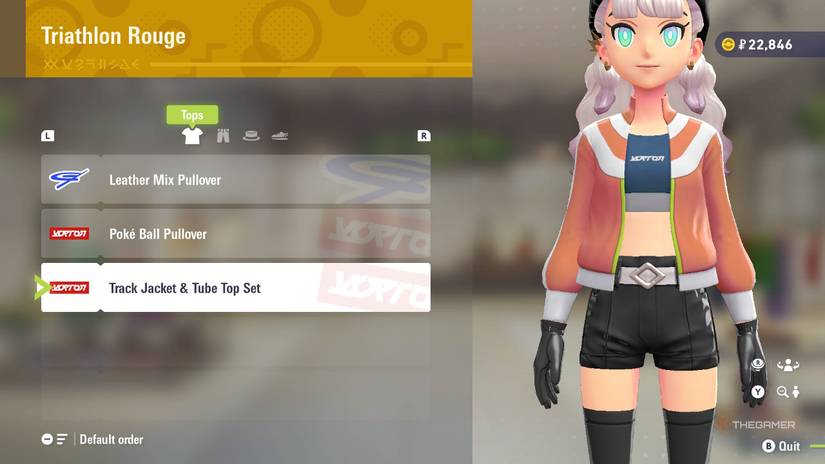 Track Jacket and Tube Top Set at Triathlon Rouge in Pokemon Legends: Z-A.