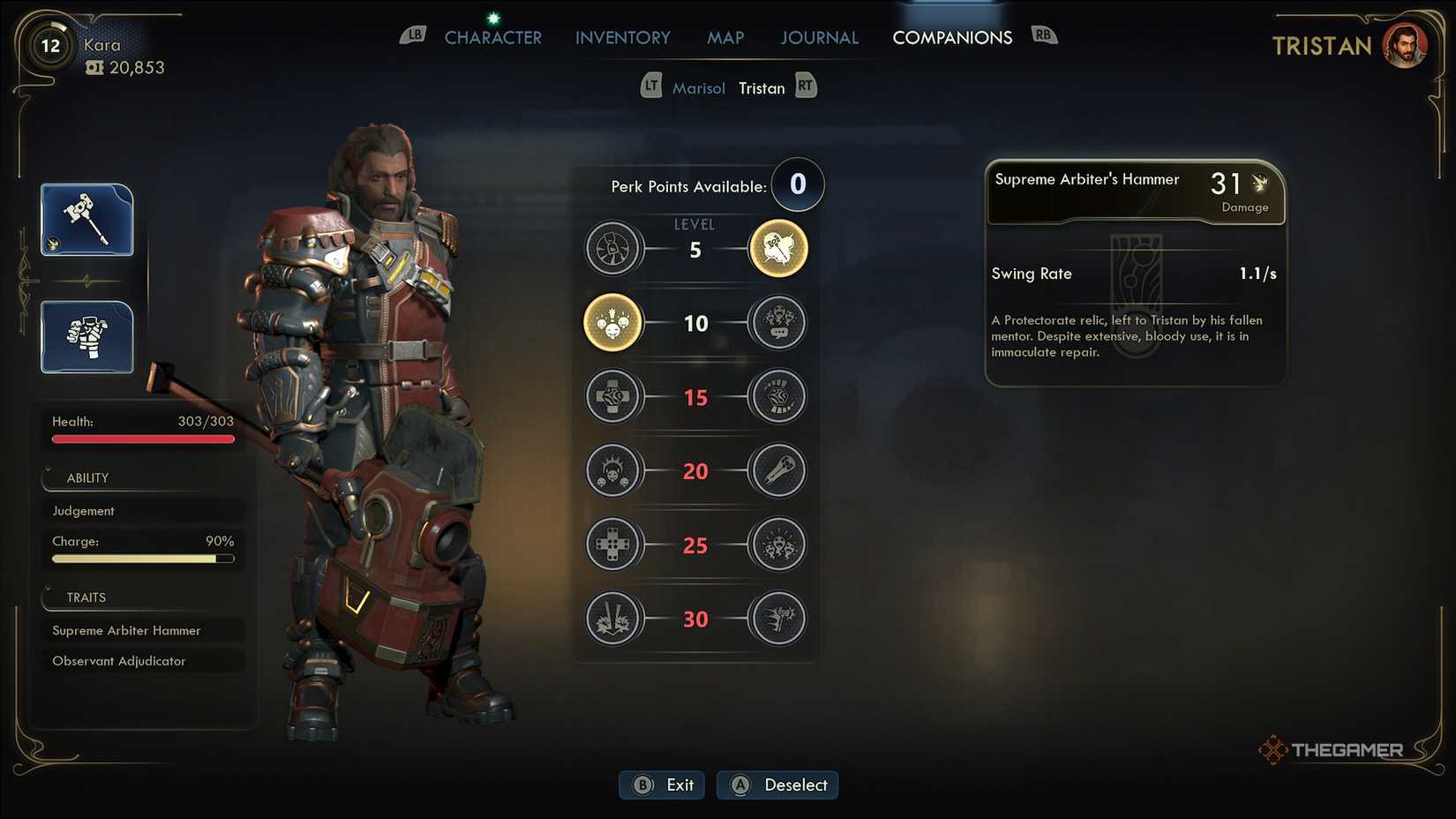 نمایه همراه تریستان در The Outer Worlds 2.