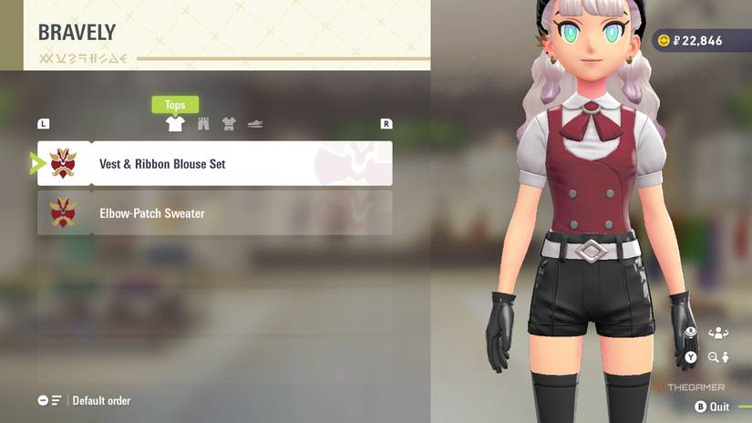 Vest and Ribbon Blouse Set at BRAVELY in Pokemon Legends: Z-A.