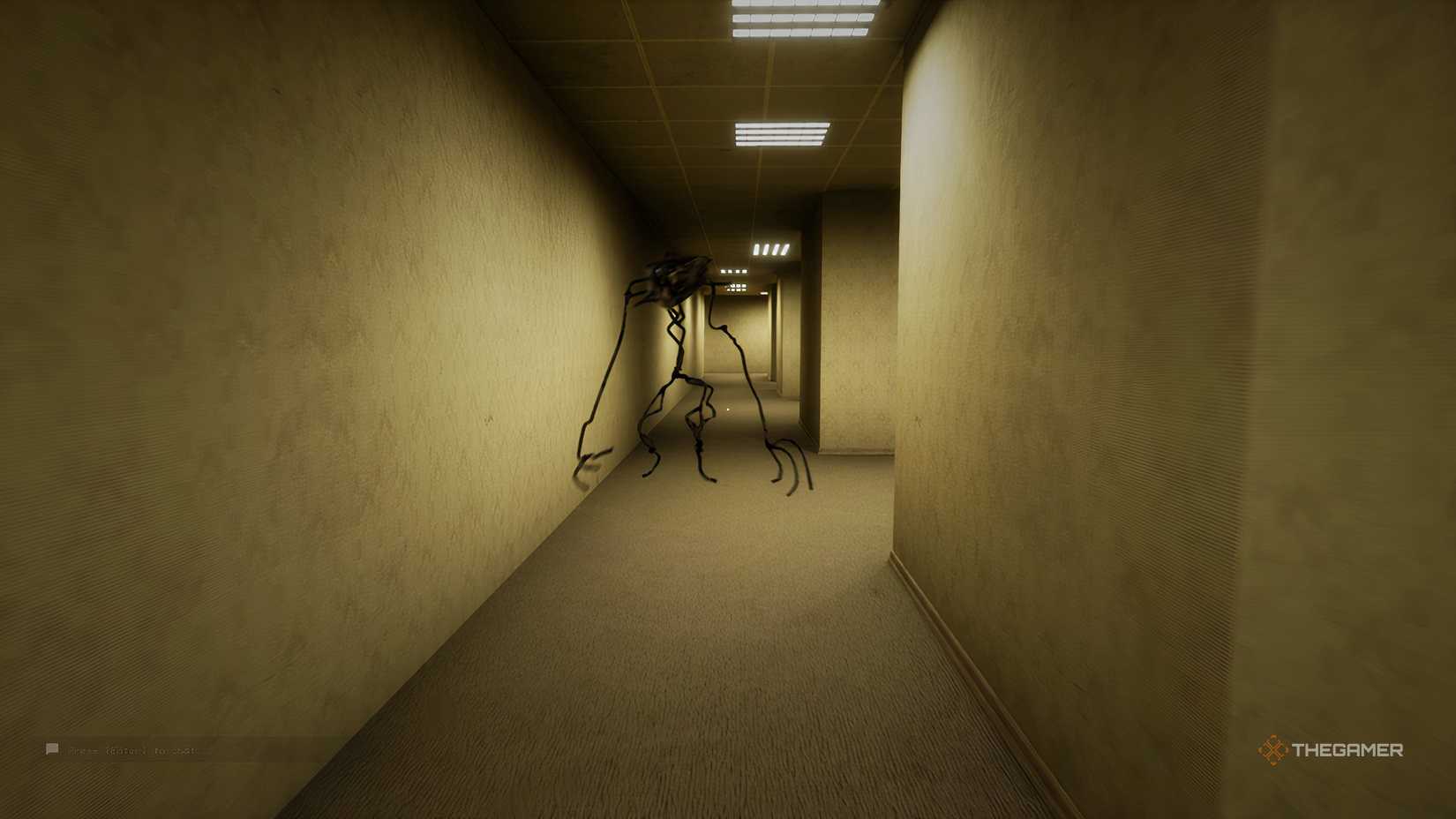 Wanderer comes down a hall in Escape The Backrooms.