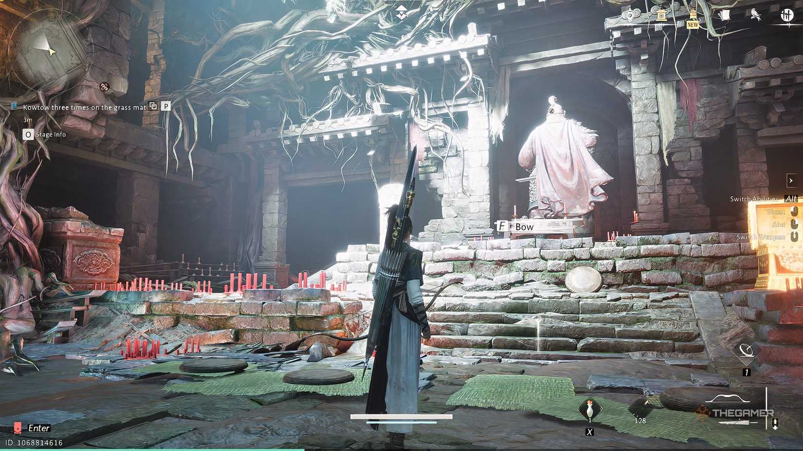 Where the Winds Meet Facing the back of the statue of the general's shrine underground.