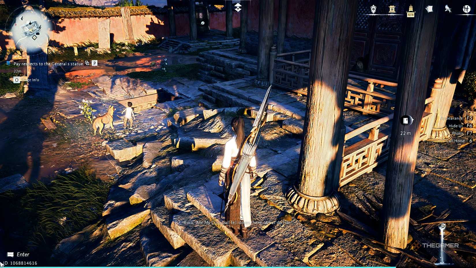 Where the Winds Meet Looking at the gaping hole before the general's shrine.