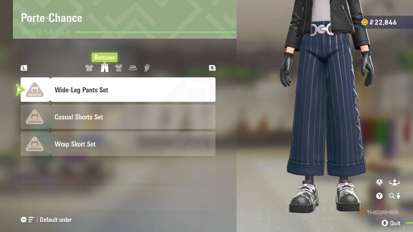 Wide Leg Pants Set at Porte-chance in Pokemon Legends Z-A.