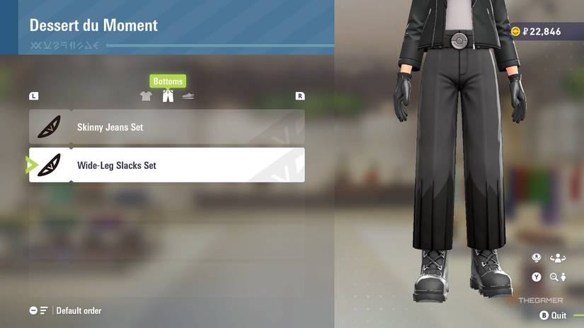 Wide-Leg Slack Set at Dessert du Moment in Pokemon Legends: Z-A.