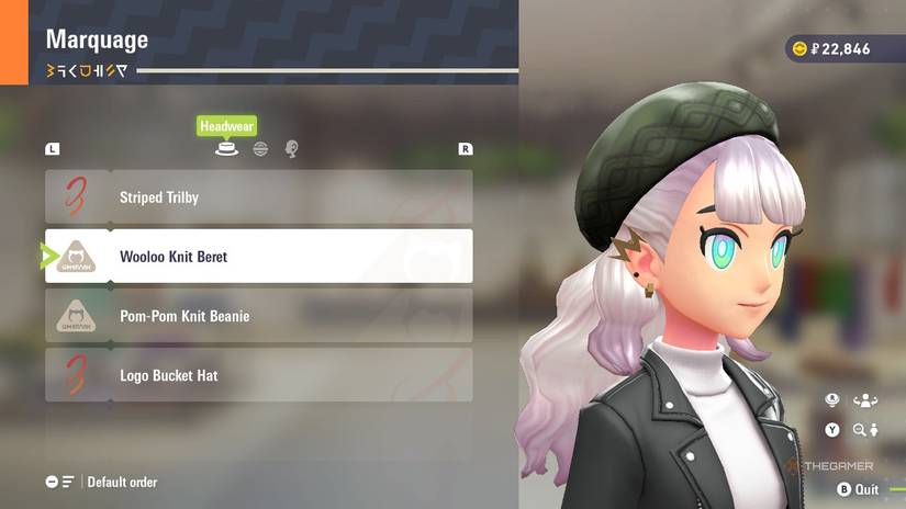 Wooloo Knit Beret at Marquage in Pokemon Legends: Z-A.