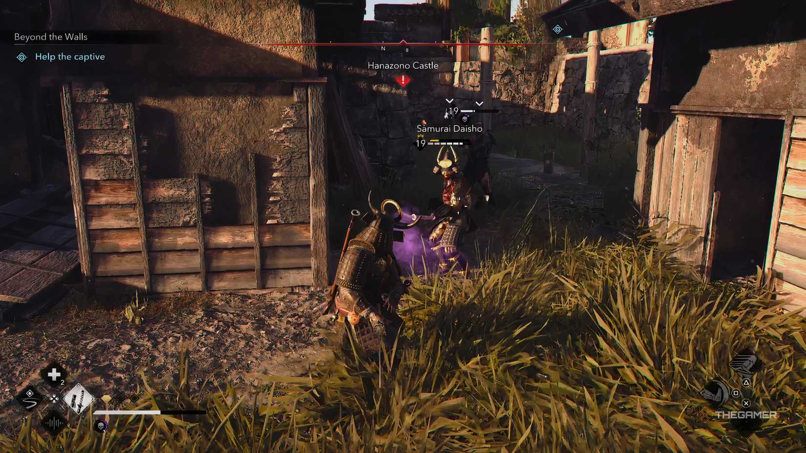 Yasuke fighting a Samurai Daisho in the Attack on Titan story quest in AC Shadows.