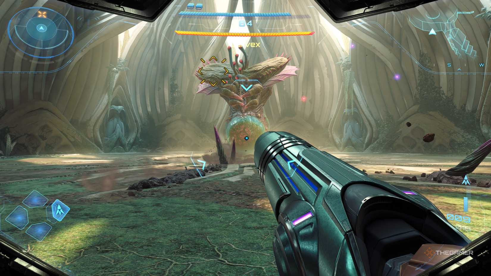 بازیکنی که رئیس Carvex را در Metroid Prime 4: Beyond شکست می دهد. 