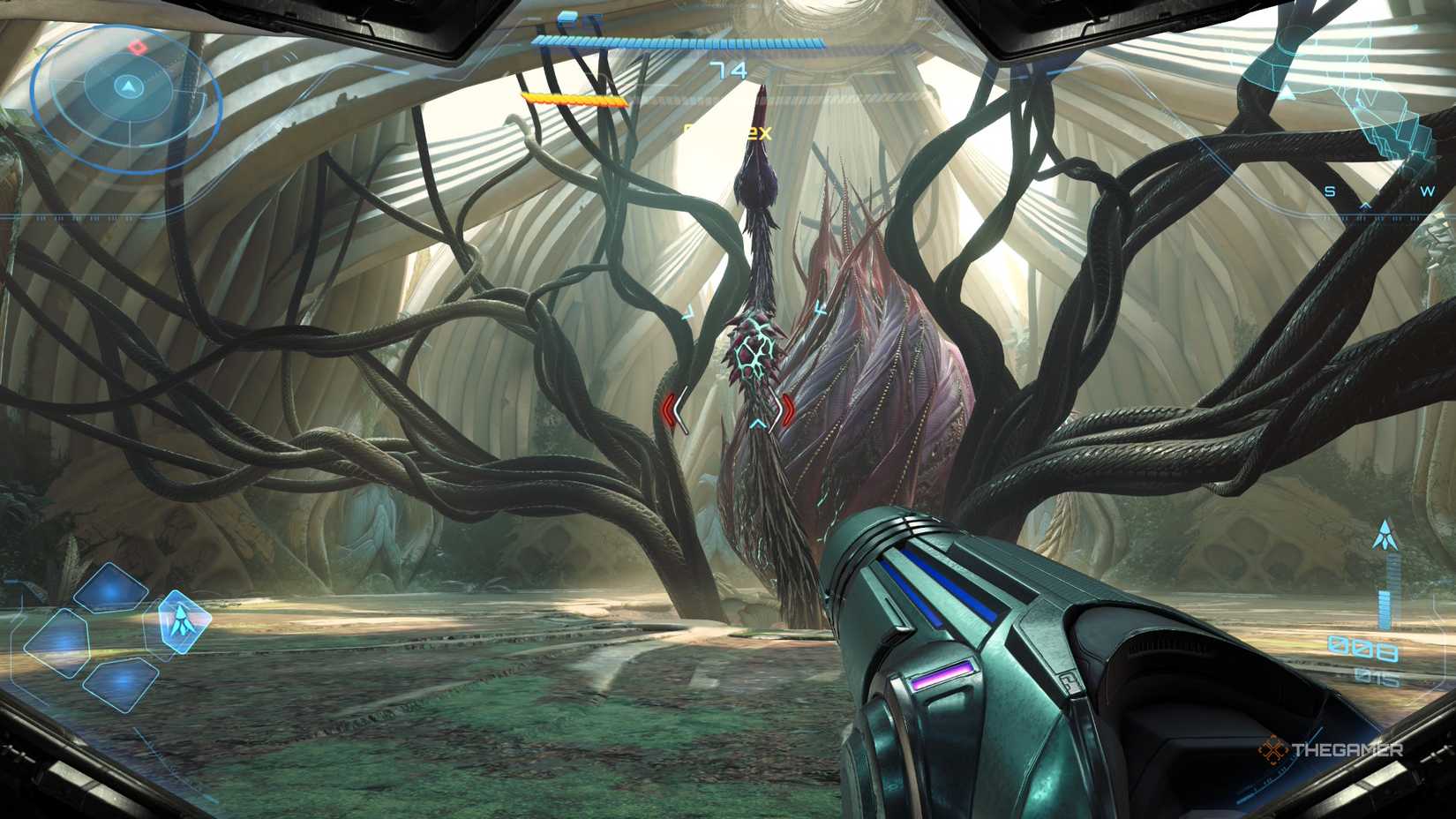 بازیکنی که رئیس Carvex را در Metroid Prime 4: Beyond شکست می دهد. 