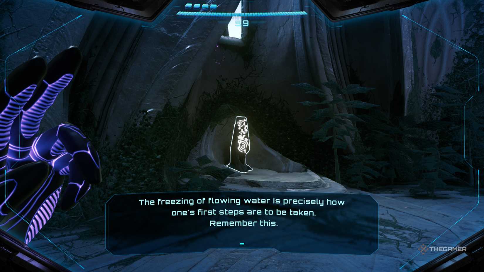 This is a hint to freeze water at an event in Metroid Prime 4: Beyond.