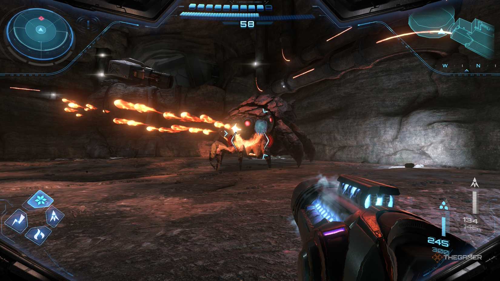 A player looking for Tokabi and Mech Parts in Metroid Prime 4.