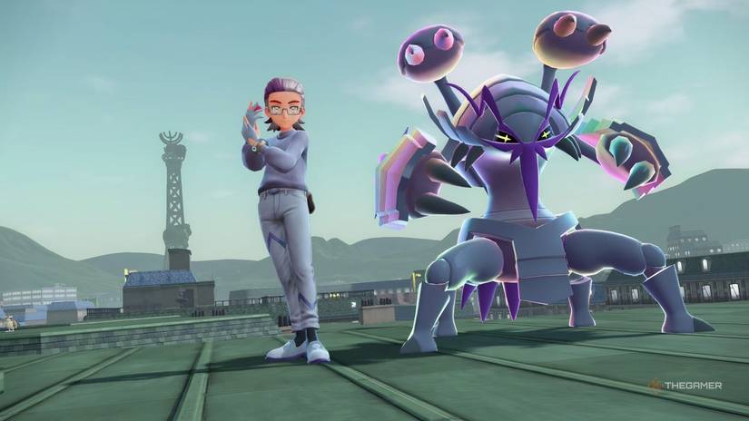 Mega Golisopod posed with a trainer in Pokemon Legends: ZA.