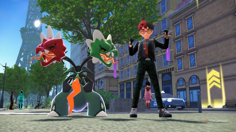 Trainers posed with Mega Scovillain in Pokemon Legends: ZA.